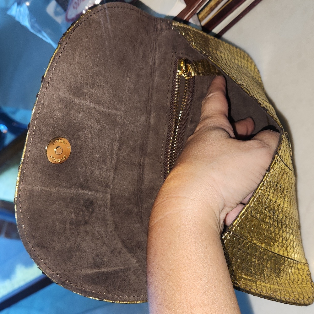 Neiman Marcus NEW genuine python gold clutch gene… - image 7